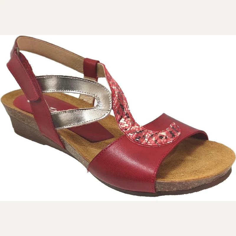 Chaussures Xapatan sandale 1527 rouge compensée